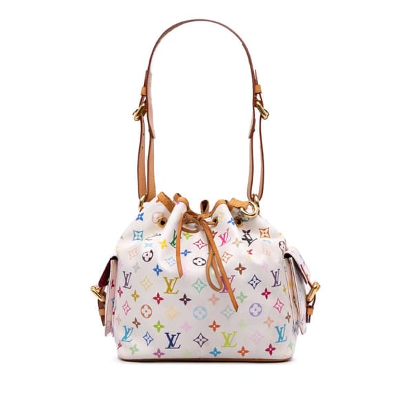 Pre-owned Louis Vuitton Monogram Multicolore Petit Noe White