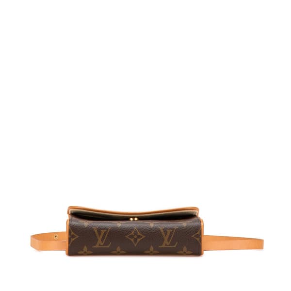 Pre-owned Louis Vuitton Monogram Pochette Florentine Brown