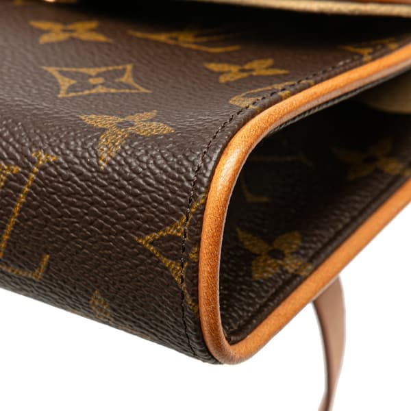 Pre-owned Louis Vuitton Monogram Pochette Florentine Brown