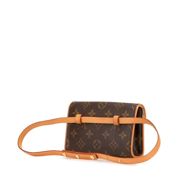 Pre-owned Louis Vuitton Monogram Pochette Florentine Brown