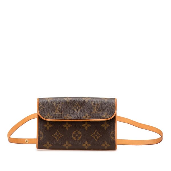 Pre-owned Louis Vuitton Monogram Pochette Florentine Brown