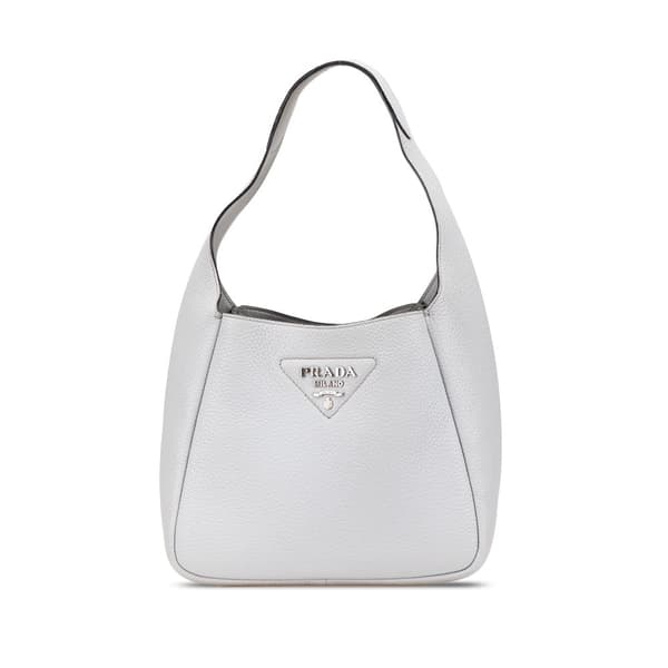 Pre-owned Prada Vitello Daino Dynamique Hobo White