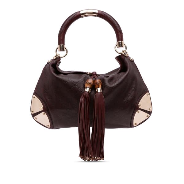 Pre-owned Gucci Guccissima Indy Hobo Brown