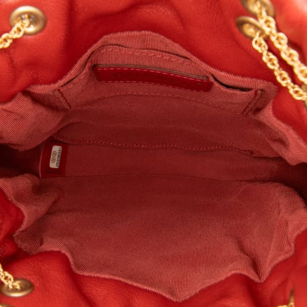 Pre-owned Chanel CC Quilted Calfskin Drawstring Bucket Bag Red
