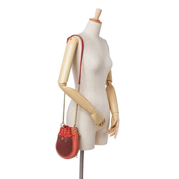 Pre-owned Chanel CC Quilted Calfskin Drawstring Bucket Bag Red