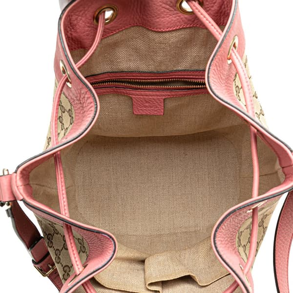 Pre-owned Gucci GG Canvas Drawstring Bucket Bag Brown