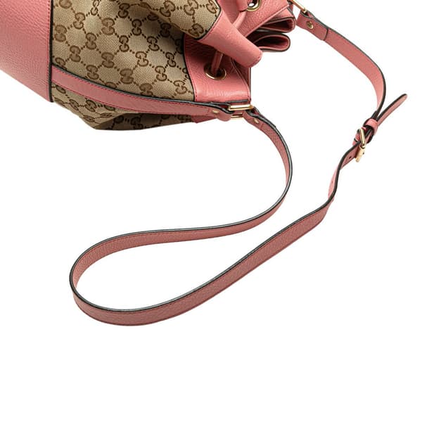 Pre-owned Gucci GG Canvas Drawstring Bucket Bag Brown