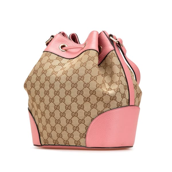 Pre-owned Gucci GG Canvas Drawstring Bucket Bag Brown