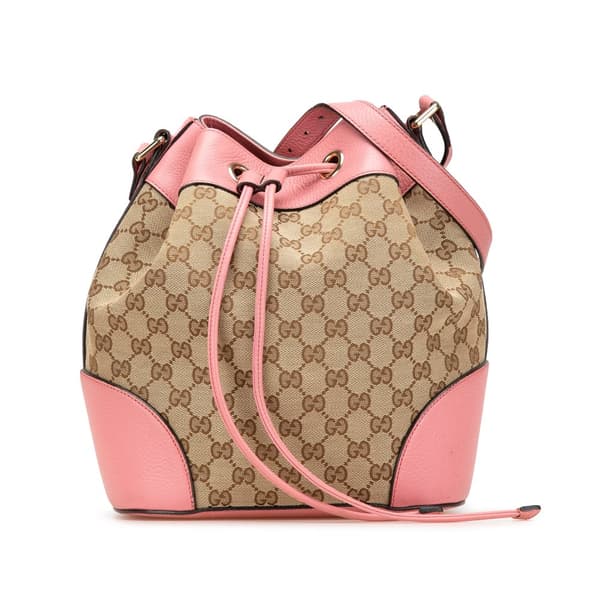 Pre-owned Gucci GG Canvas Drawstring Bucket Bag Brown