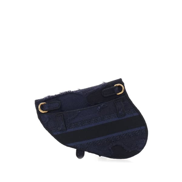 Pre-owned Dior Canvas Embroidered Camouflage Saddle Belt Bag Blue