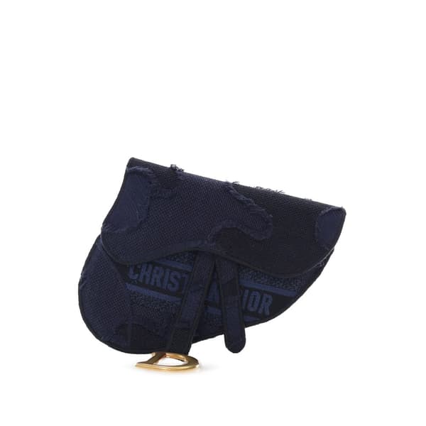 Pre-owned Dior Canvas Embroidered Camouflage Saddle Belt Bag Blue