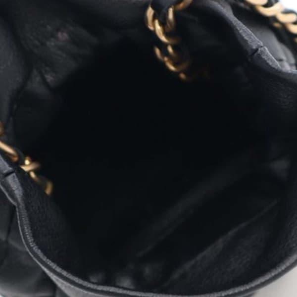 Pre-owned Chanel Mini Quilted Calfskin Drawstring Bucket Bag Black
