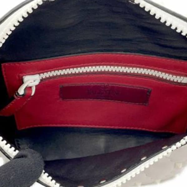 Pre-owned Valentino Nappa Rockstud Spike Belt Bag White