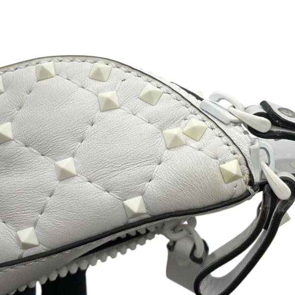 Pre-owned Valentino Nappa Rockstud Spike Belt Bag White