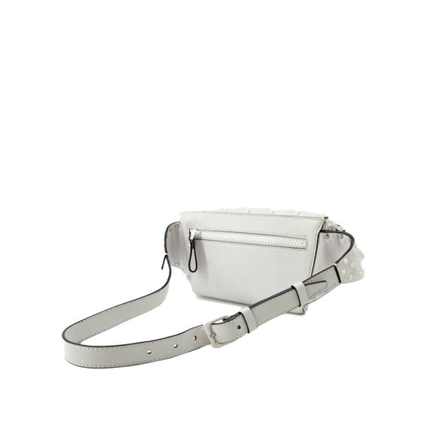 Pre-owned Valentino Nappa Rockstud Spike Belt Bag White