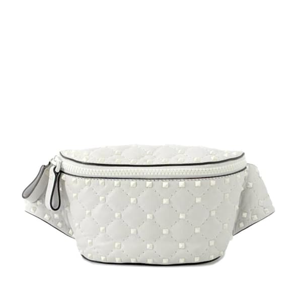 Pre-owned Valentino Nappa Rockstud Spike Belt Bag White