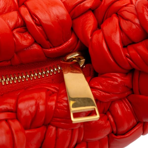 Pre-owned Bottega Veneta Foulard Intrecciato Calfskin Banana Hobo Red