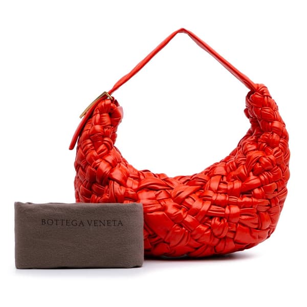 Pre-owned Bottega Veneta Foulard Intrecciato Calfskin Banana Hobo Red