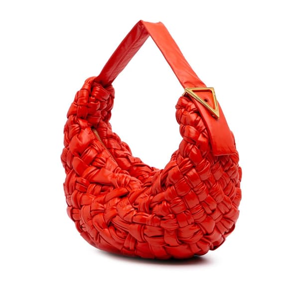Pre-owned Bottega Veneta Foulard Intrecciato Calfskin Banana Hobo Red