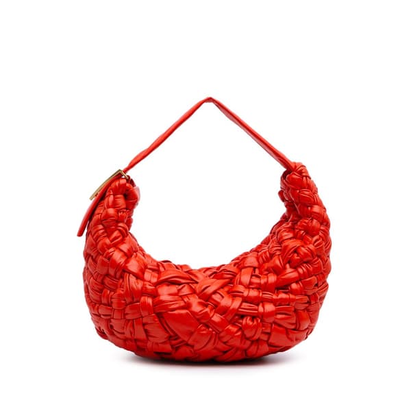 Pre-owned Bottega Veneta Foulard Intrecciato Calfskin Banana Hobo Red