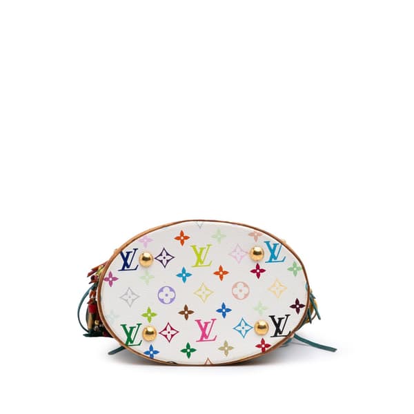 Pre-owned Louis Vuitton Monogram Multicolore Fringe Bucket White