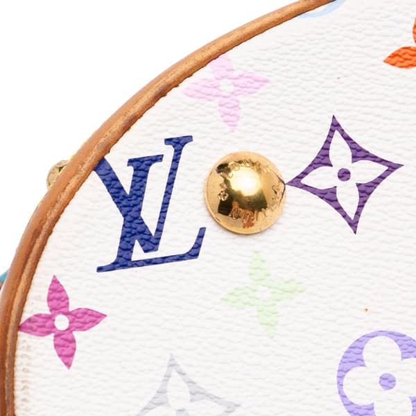 Pre-owned Louis Vuitton Monogram Multicolore Fringe Bucket White