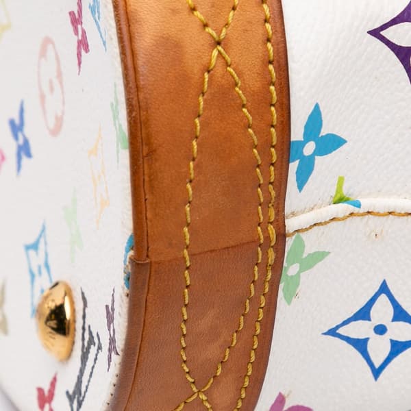Pre-owned Louis Vuitton Monogram Multicolore Fringe Bucket White