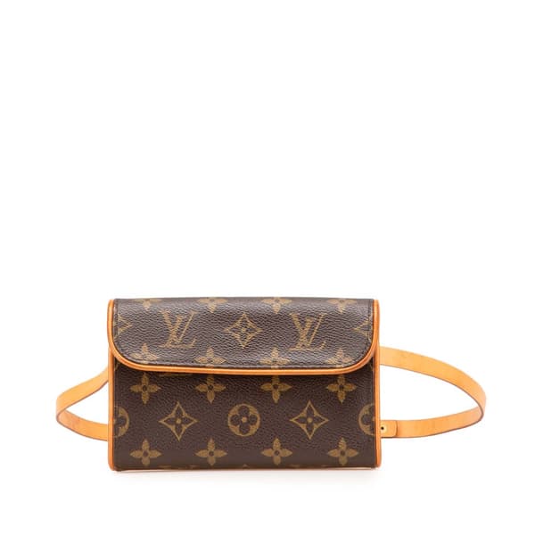 Pre-owned Louis Vuitton Monogram Pochette Florentine Brown