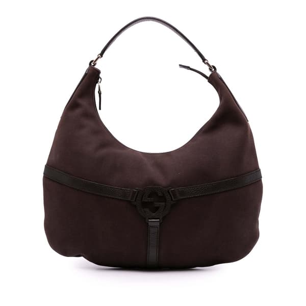 Pre-owned Gucci Canvas Reins Hobo Bag Brown