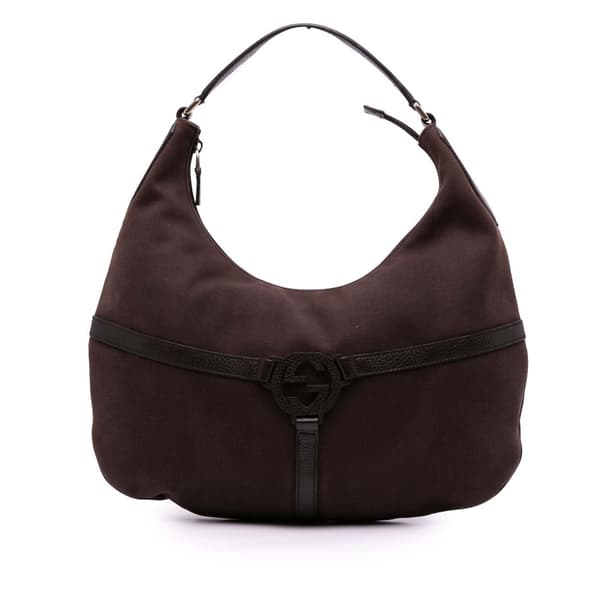 Pre-owned Gucci Canvas Reins Hobo Bag Brown