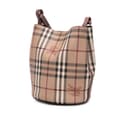 Miniatyrbild 2 av 10: Pre-owned Burberry Haymarket Check Coated Canvas Lorne Bucket Bag Brown