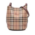 Miniatyrbild 1 av 10: Pre-owned Burberry Haymarket Check Coated Canvas Lorne Bucket Bag Brown