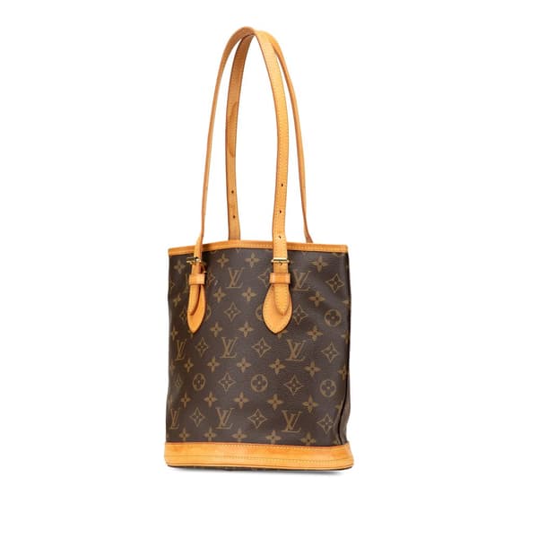 Pre-owned Louis Vuitton Monogram Petit Bucket Brown