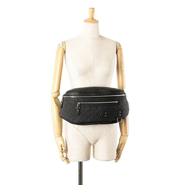 Pre-owned Gucci Guccissima Web Belt Bag Black