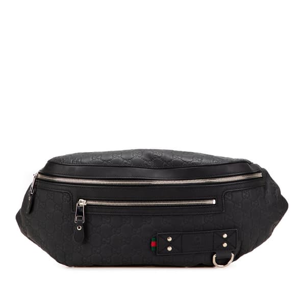 Pre-owned Gucci Guccissima Web Belt Bag Black