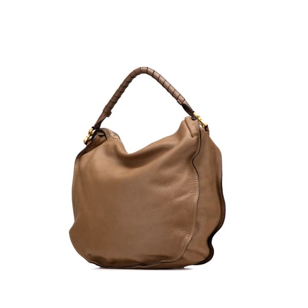 Pre-owned Chloé Large Pebbled Calfskin Marcie Hobo Brown