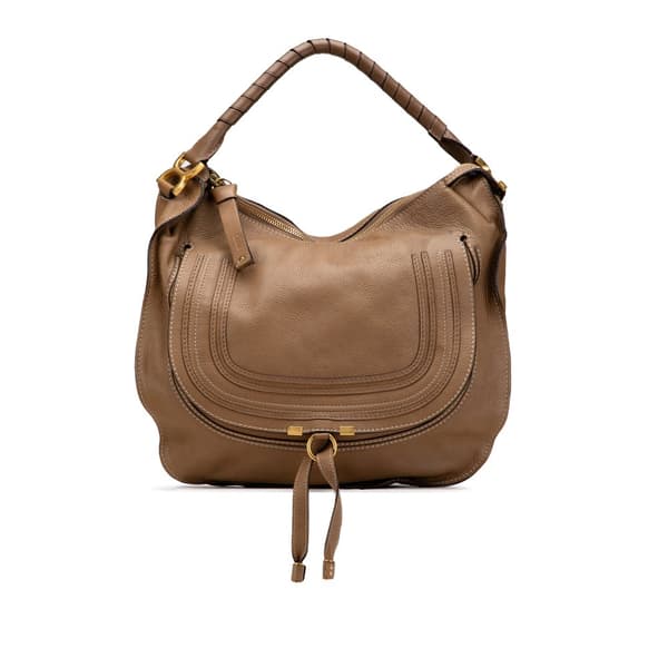 Pre-owned Chloé Large Pebbled Calfskin Marcie Hobo Brown