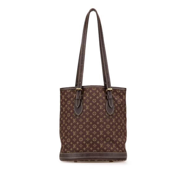 Pre-owned Louis Vuitton Monogram Mini Lin Bucket PM Brown