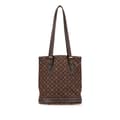 Miniatyrbillede 1 af 10: Pre-owned Louis Vuitton Monogram Mini Lin Bucket PM Brown