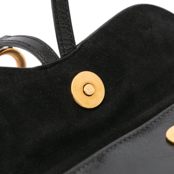 Pre-owned Dior Leather Saddle Belt Pouch Black