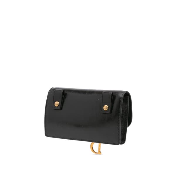 Pre-owned Dior Leather Saddle Belt Pouch Black