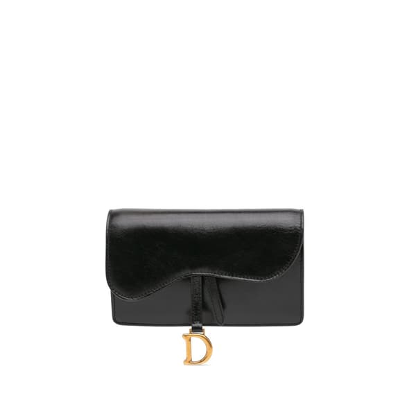 Pre-owned Dior Leather Saddle Belt Pouch Black