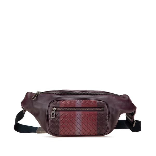 Pre-owned Bottega Veneta Nappa Intrecciato Belt Bag Red