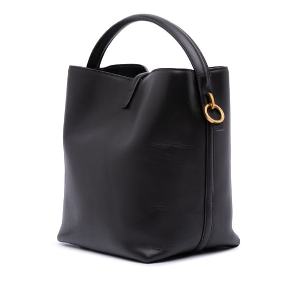 Pre-owned Saint Laurent Shiny Calfskin Le 37 Bucket Bag Black
