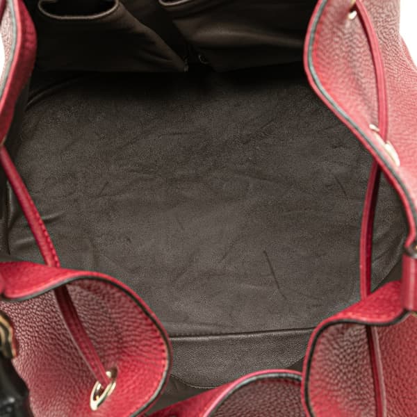 Pre-owned Gucci Pebbled Calfskin Miss Bamboo Bucket Bag Red
