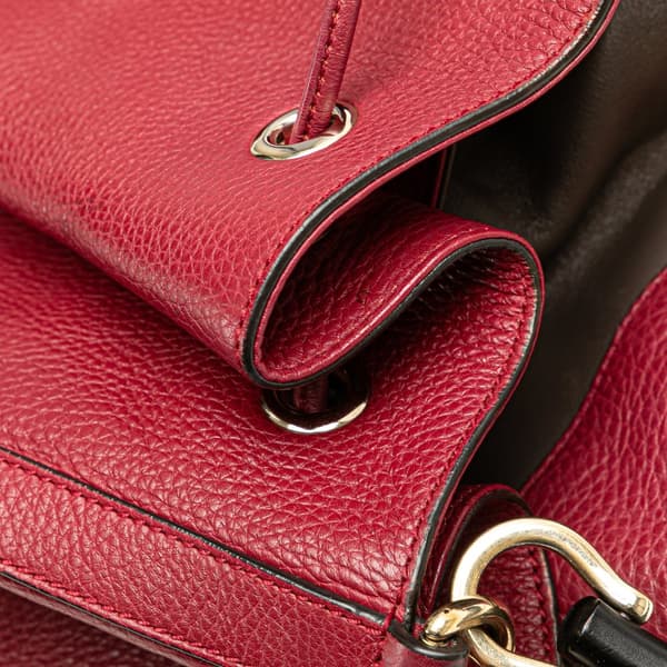 Pre-owned Gucci Pebbled Calfskin Miss Bamboo Bucket Bag Red