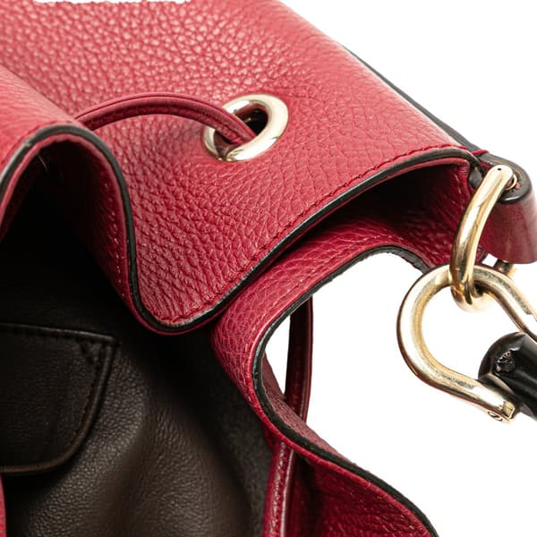 Pre-owned Gucci Pebbled Calfskin Miss Bamboo Bucket Bag Red