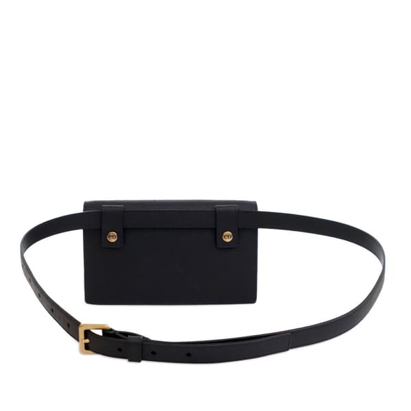Pre-owned Dior Grained Calfskin Saddle Belt Bag Black