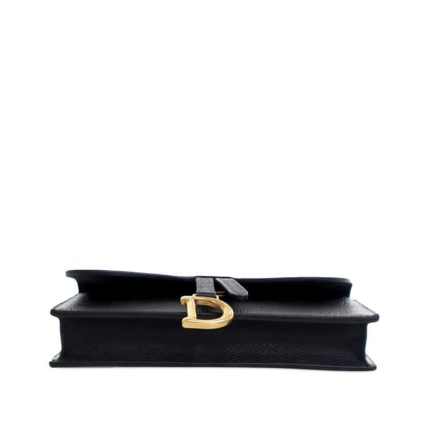 Pre-owned Dior Grained Calfskin Saddle Belt Bag Black