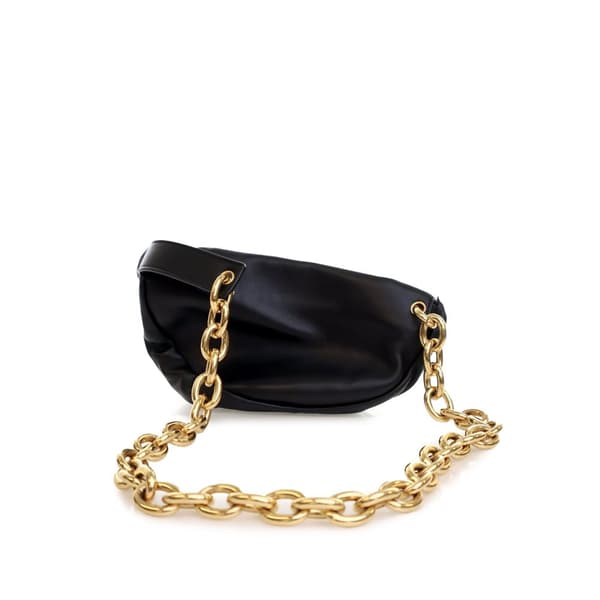 Pre-owned Bottega Veneta Lambskin Belt Chain Pouch Black